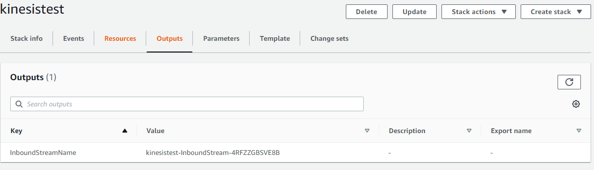 AWS CloudFormation Console Outputs